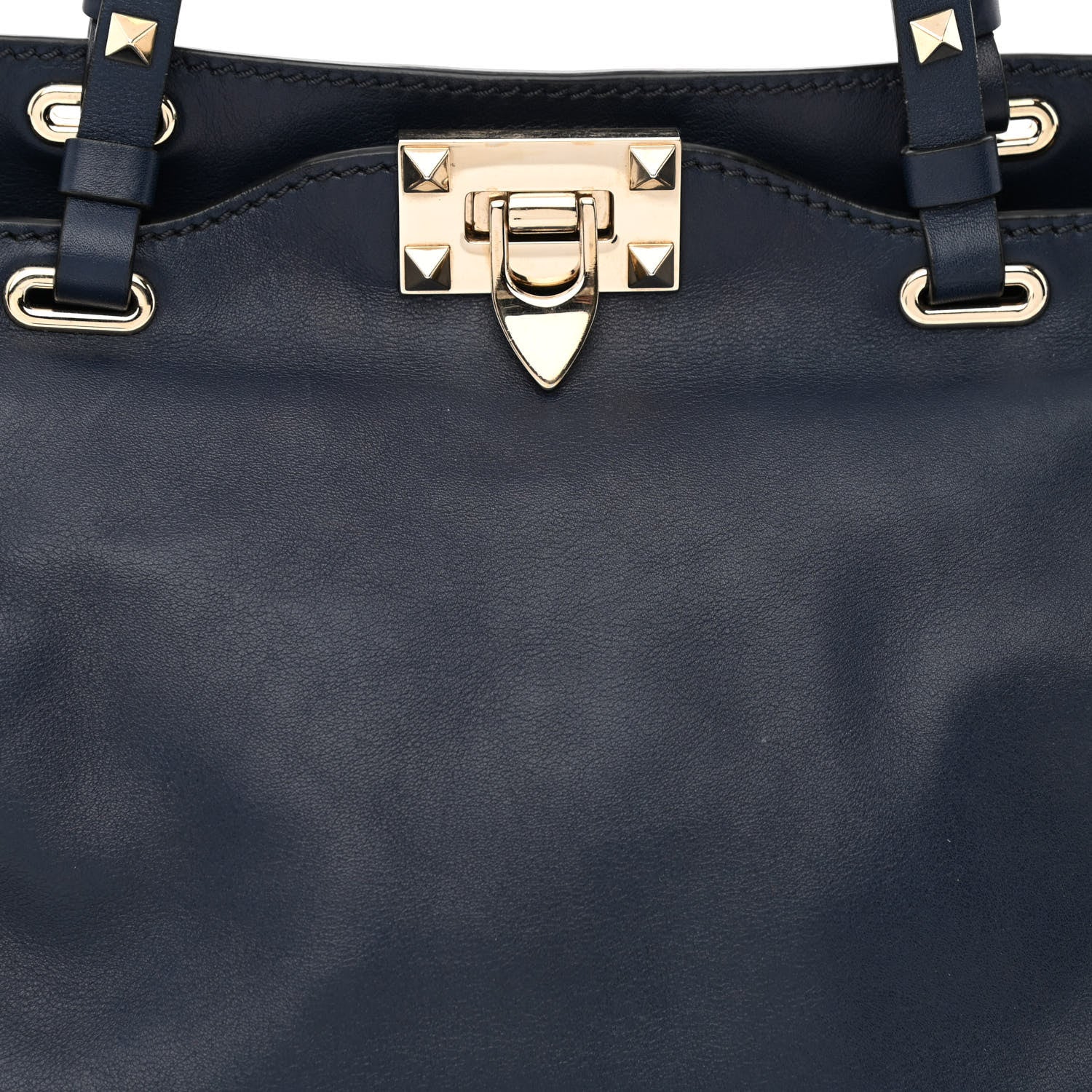 Valentino Garavani Vitello Small Rockstud Tote Marine 10 of 13