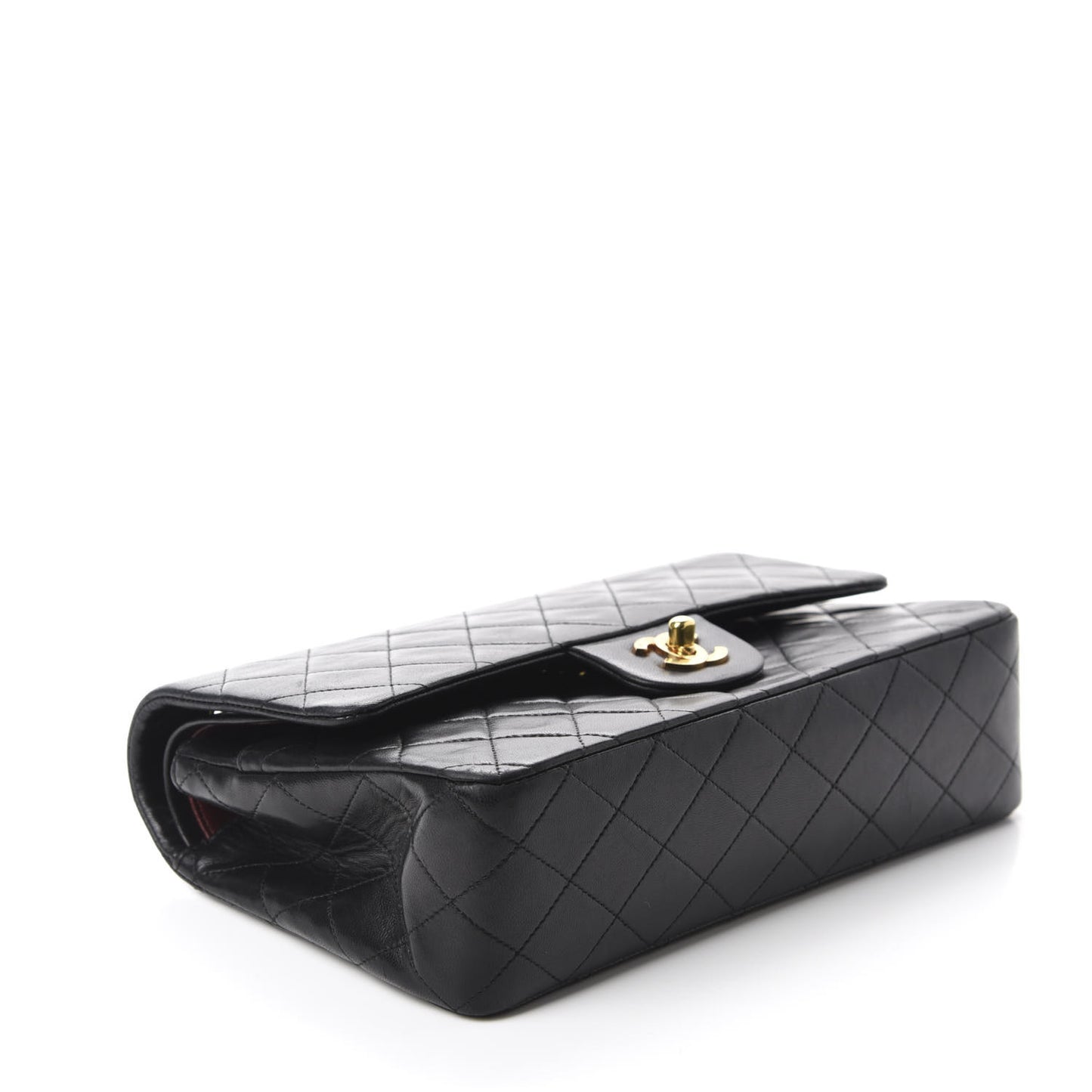 Lambskin Quilted Medium Double Flap Black