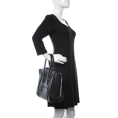 Celine Drummed Calfskin Micro Luggage Black 2 of 8