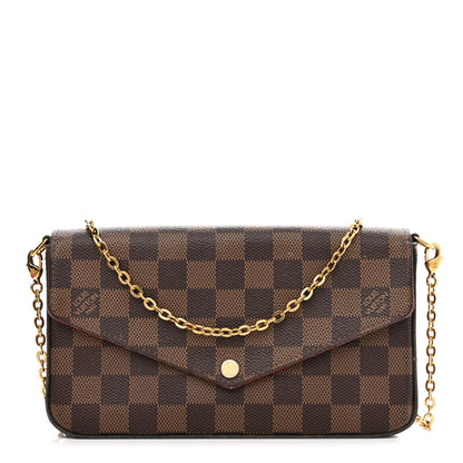 Louis Vuitton Damier Ebene Pochette Felicie Chain Wallet 2 of 16