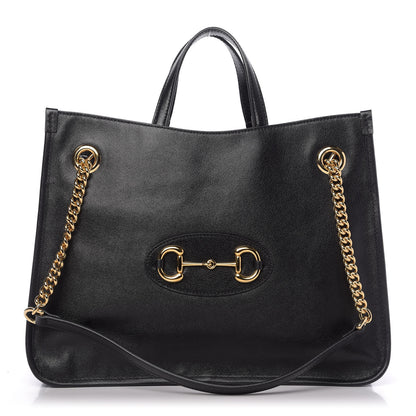 Gucci New Sakai Calfskin Lux Medium Horsebit 1955 Tote Bag Black 1 of 9