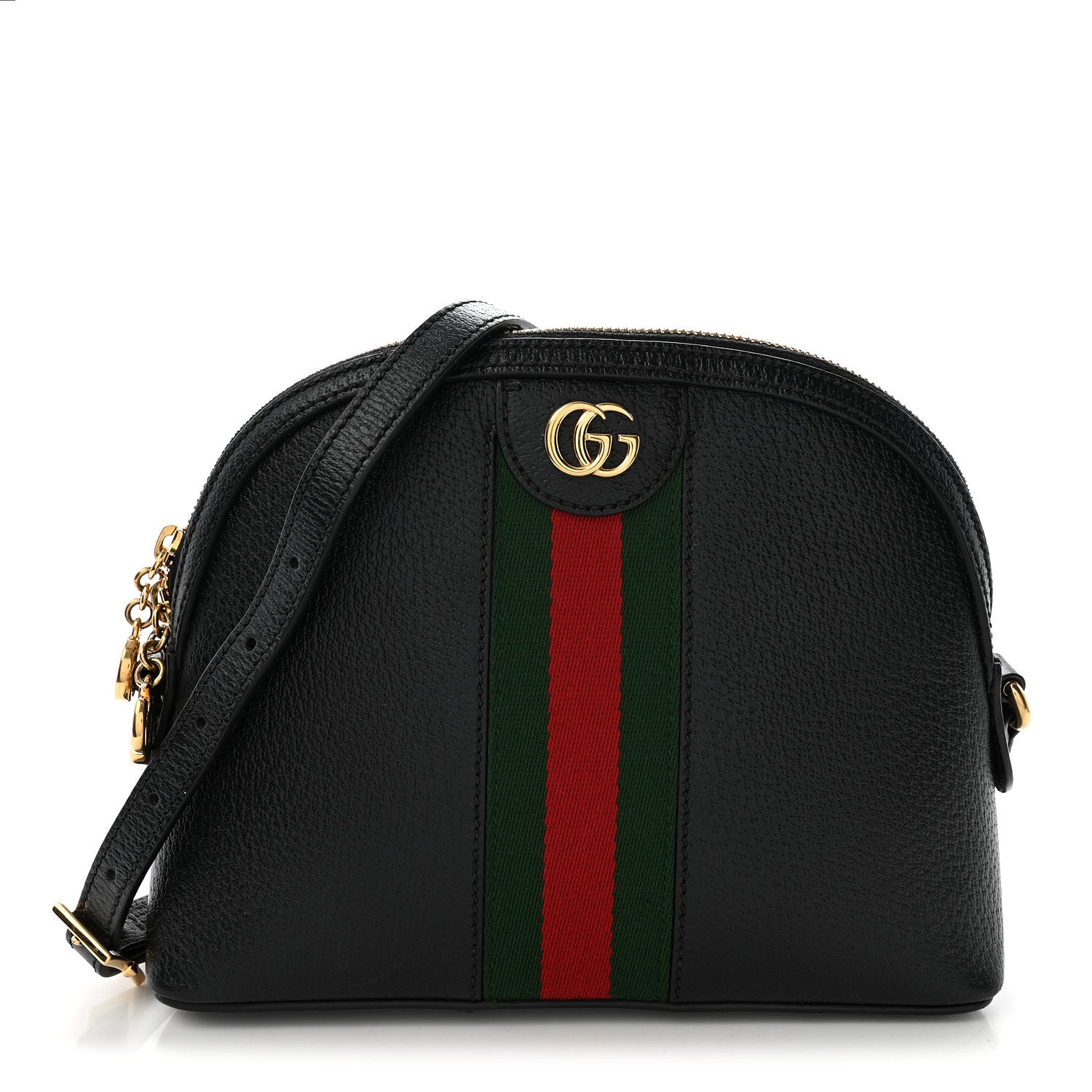 Gucci Calfskin GG Web Small Ophidia Dome Shoulder Bag Black 1 of 11