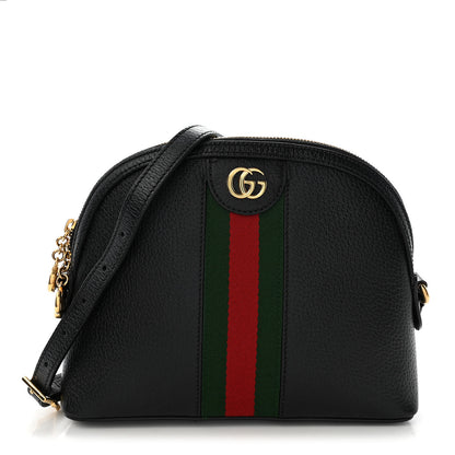 Gucci Calfskin GG Web Small Ophidia Dome Shoulder Bag Black 1 of 11