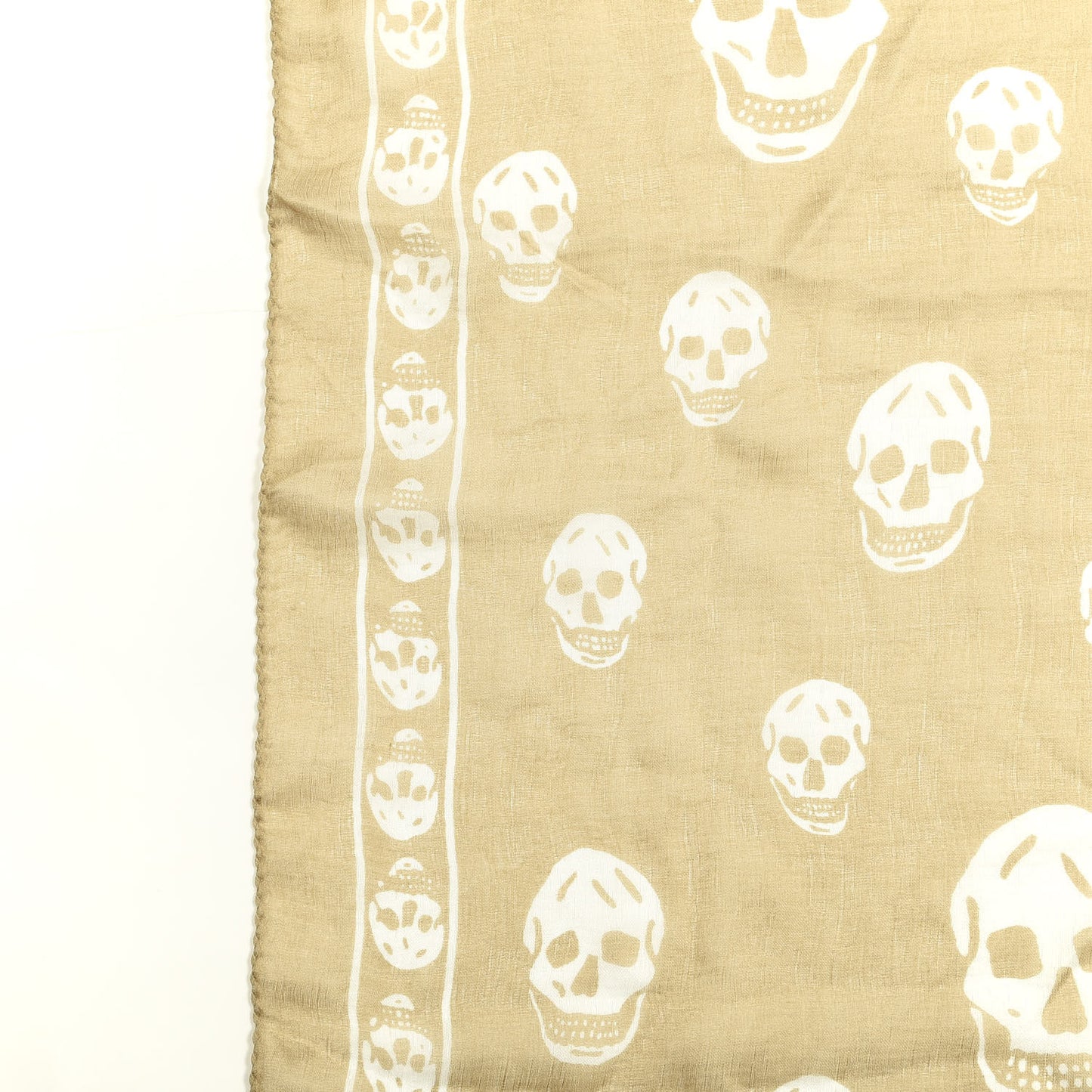 Silk Chiffon Skull Scarf Beige Ivory
