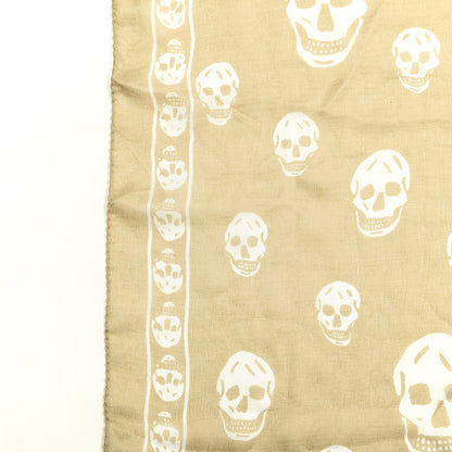 Alexander McQueen Silk Chiffon Skull Scarf Beige Ivory 4 of 4
