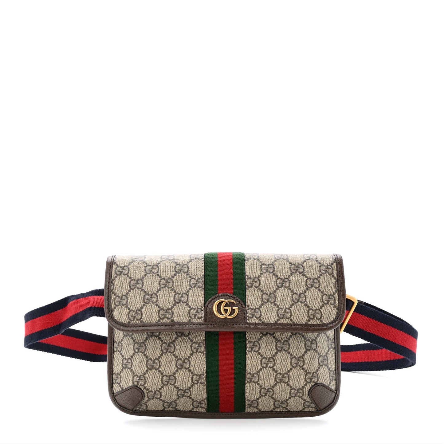 GG Supreme Monogram Web Small Ophidia Belt Bag Brown