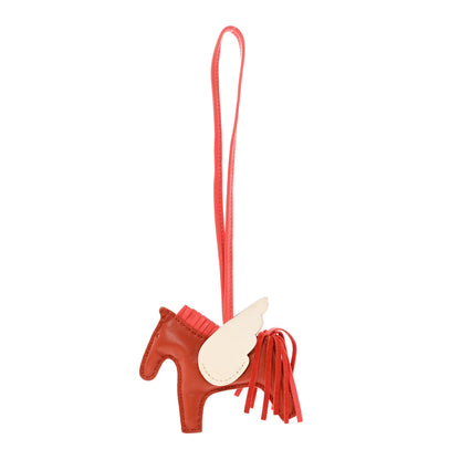 Hermes Milo Lambskin Grigri Rodeo Pegase Horse Bag Charm PM Cornaline Rose Texas White 1 of 5