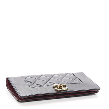 Chanel Sheepskin Quilted Mademoiselle Vintage Yen Wallet Navy 3 of 8