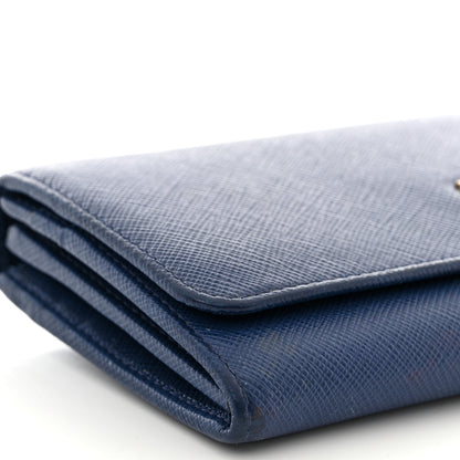 Prada Saffiano Metal Continental Flap Wallet Bleuette 9 of 12