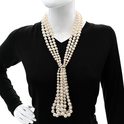 Chanel Crystal Graduated Pearl Multi Strand CC Necklace Gold 2 of 6