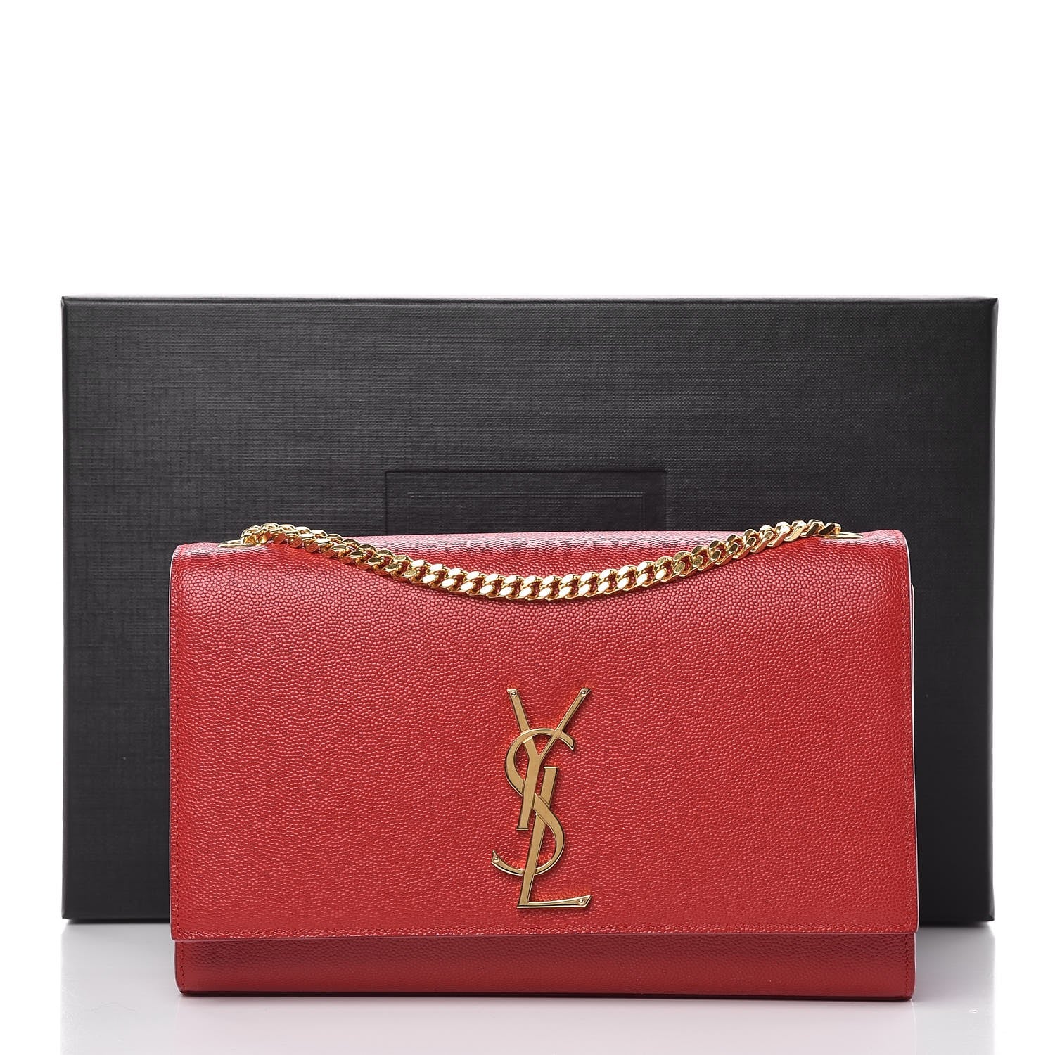 Saint Laurent Grain De Poudre Medium Monogram Kate Satchel Red 8 of 8