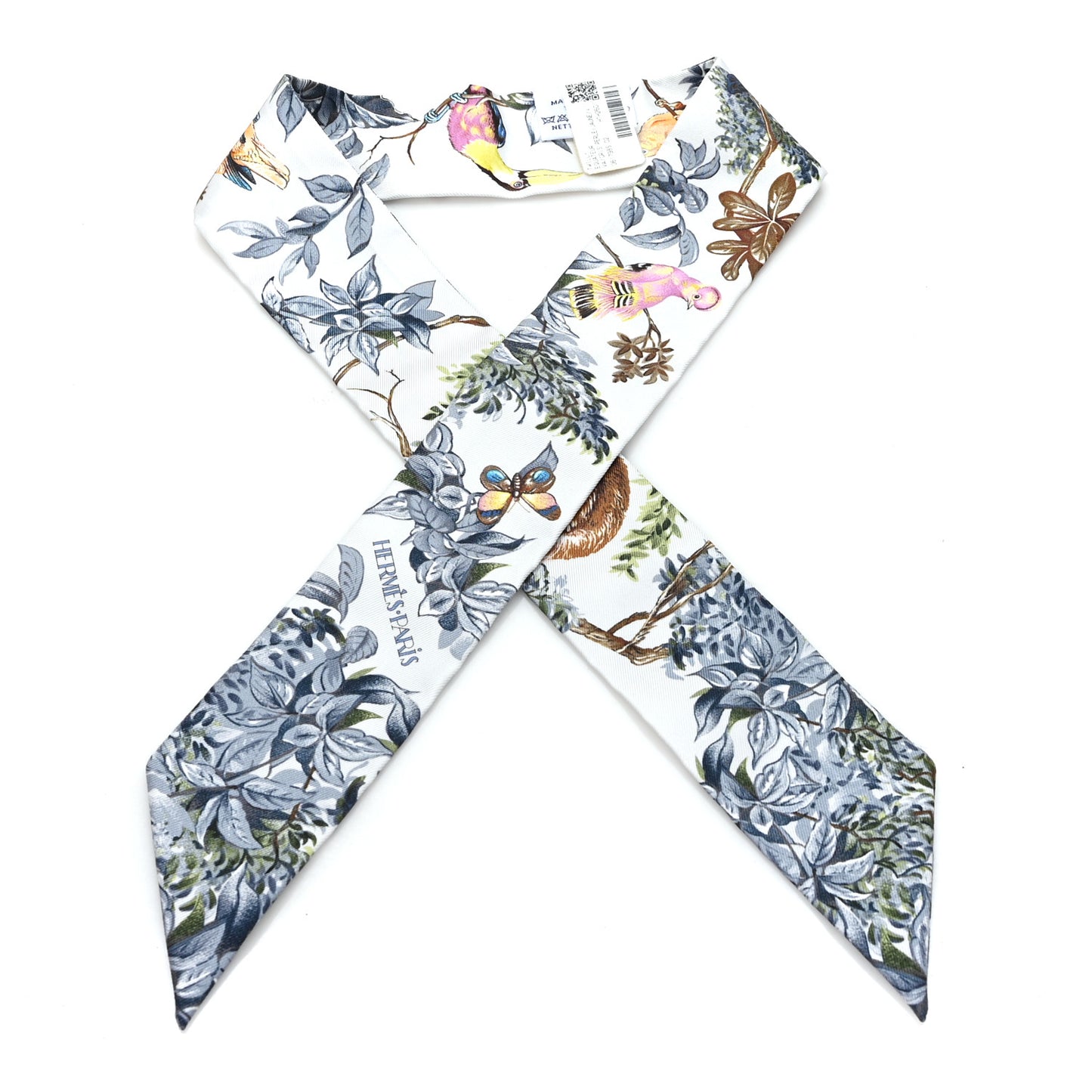 Silk Equateur Twilly Gris Perle Jaune Vert