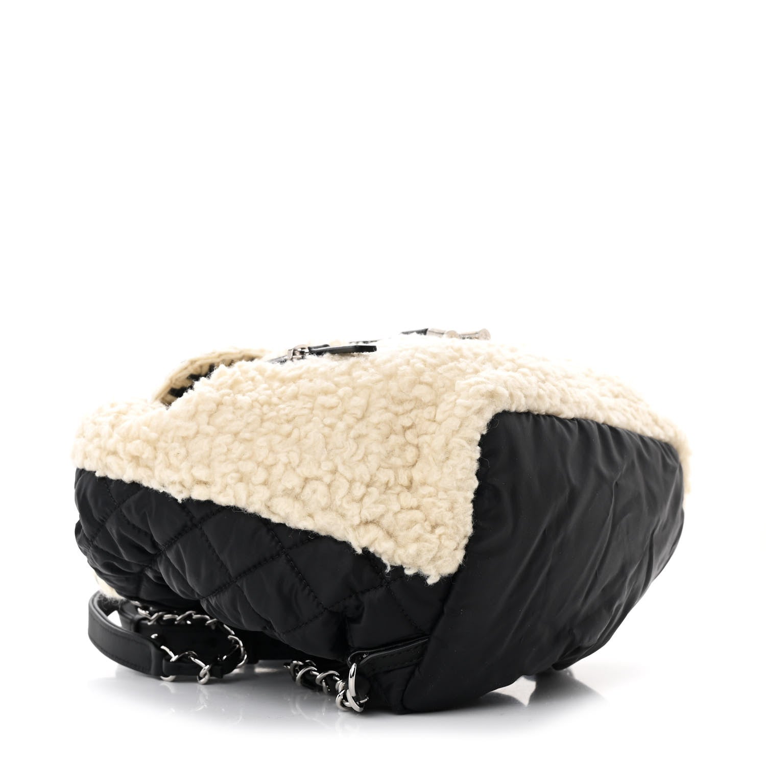 Chanel Wool Nylon Quilted Coco Neige Backpack Black Ecru 4 of 10