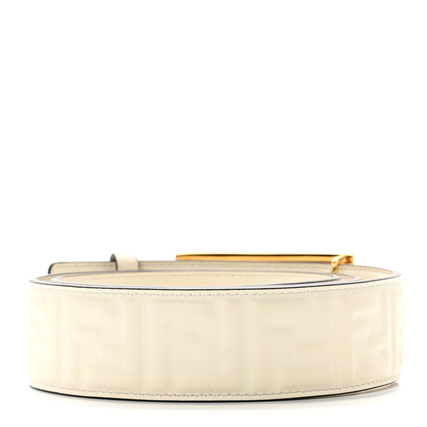 Vitello Grace FF 1974 Embossed Baguette Belt 80 32 White