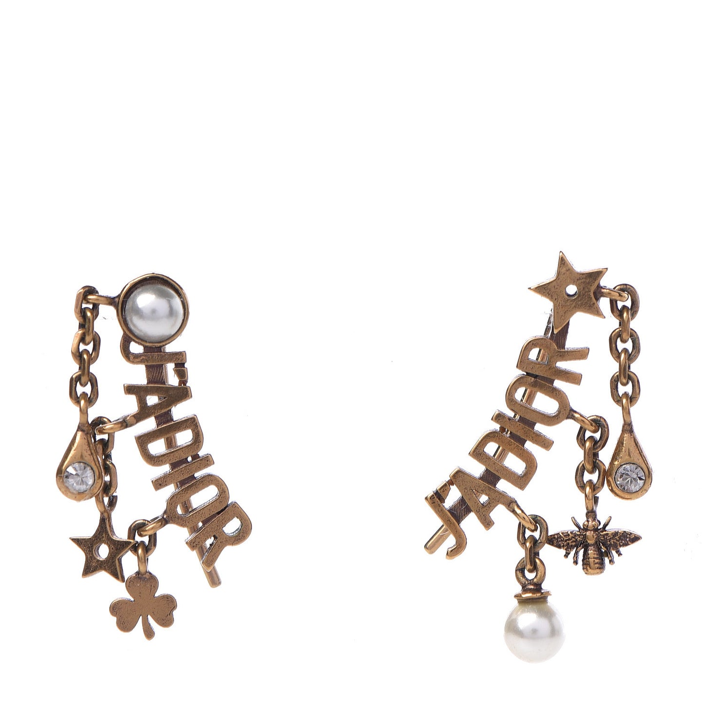 Pearl Crystal J'Adior Earrings Aged Gold