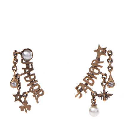 Christian Dior Pearl Crystal J'Adior Earrings Aged Gold 1 of 4