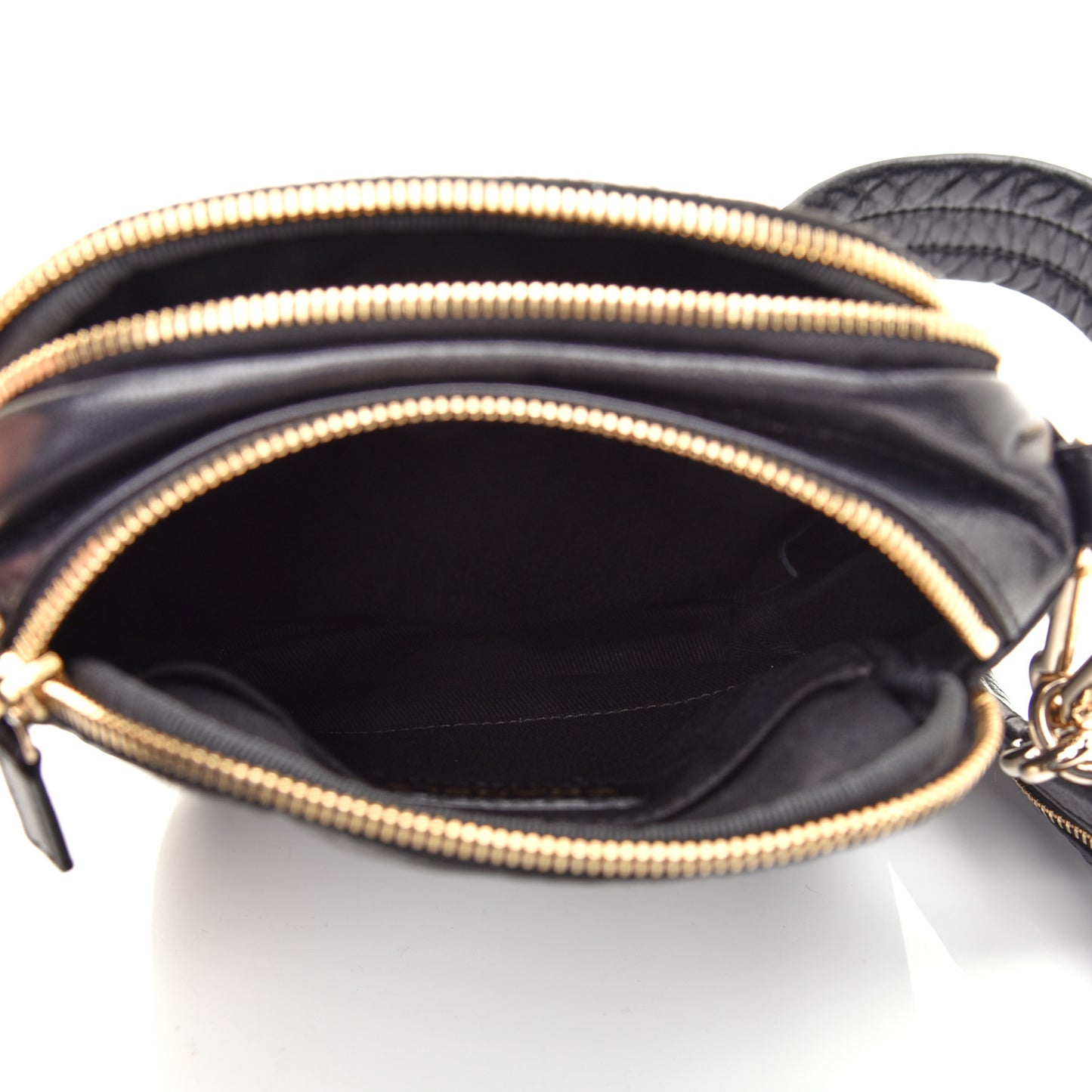 Lambskin Jersey Scales Zipper Shoulder Bag Black