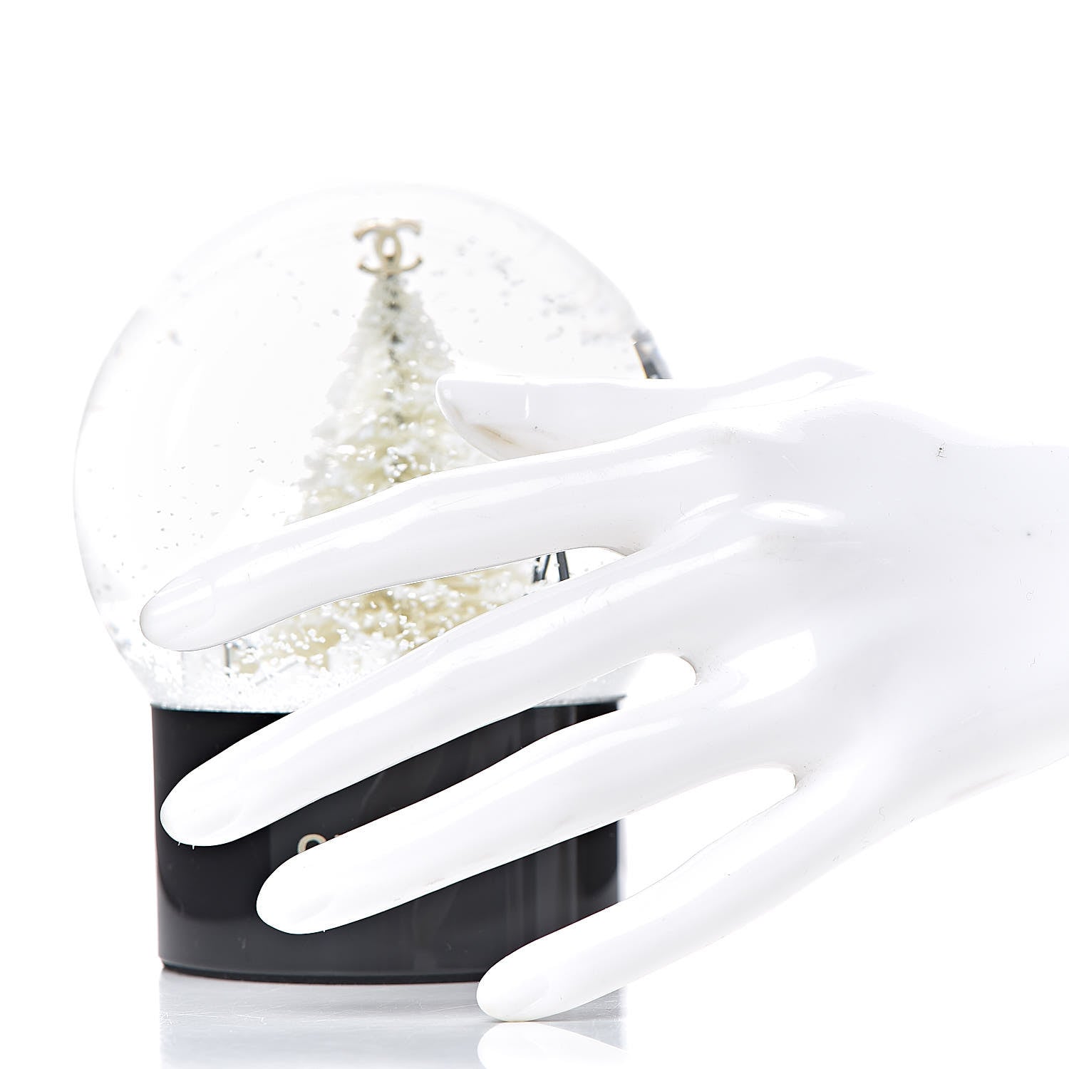 Chanel Glass Christmas Tree Shopping Bag Snow Globe 2 of 4