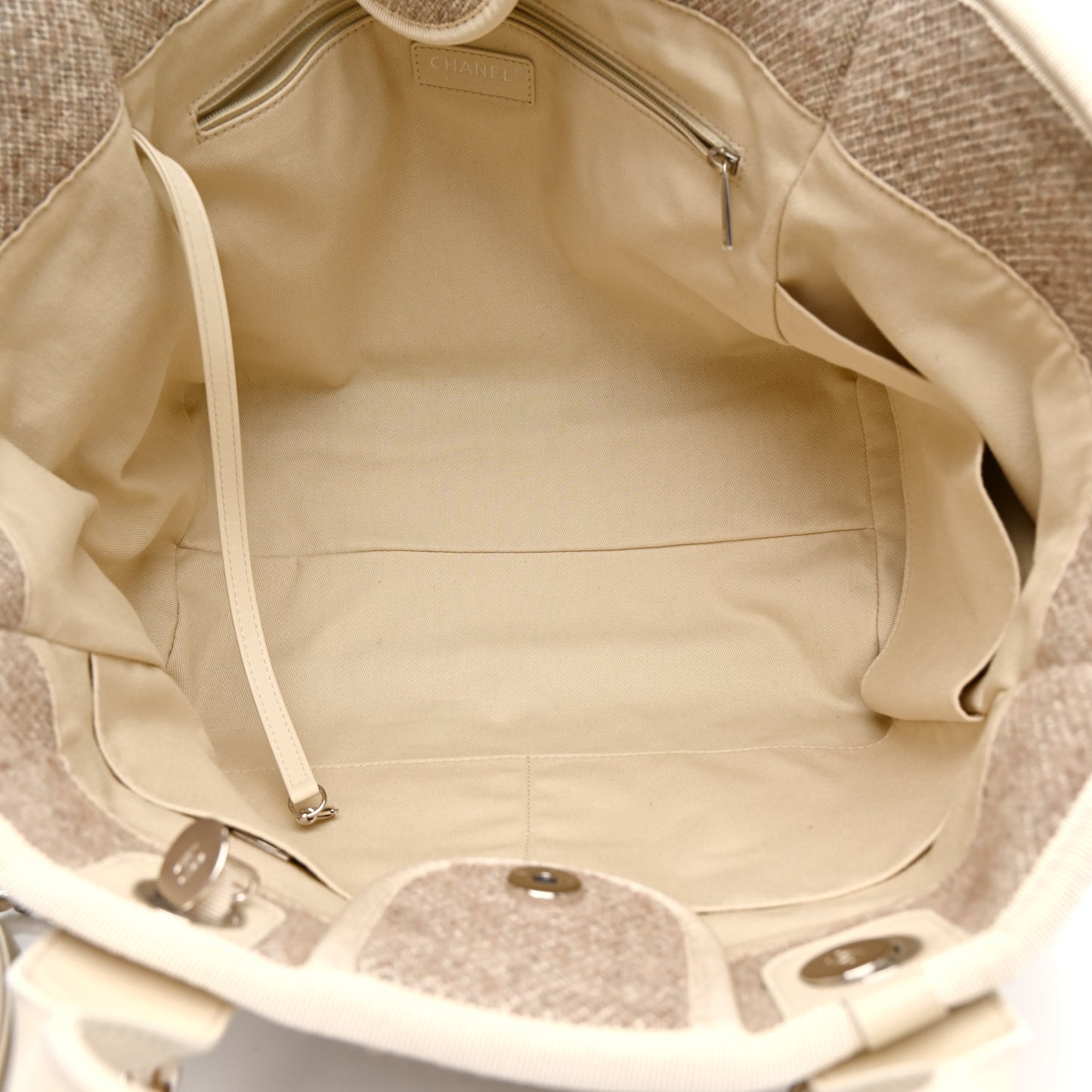 Mixed Fibers Calfskin Medium Deauville Tote Light Grey