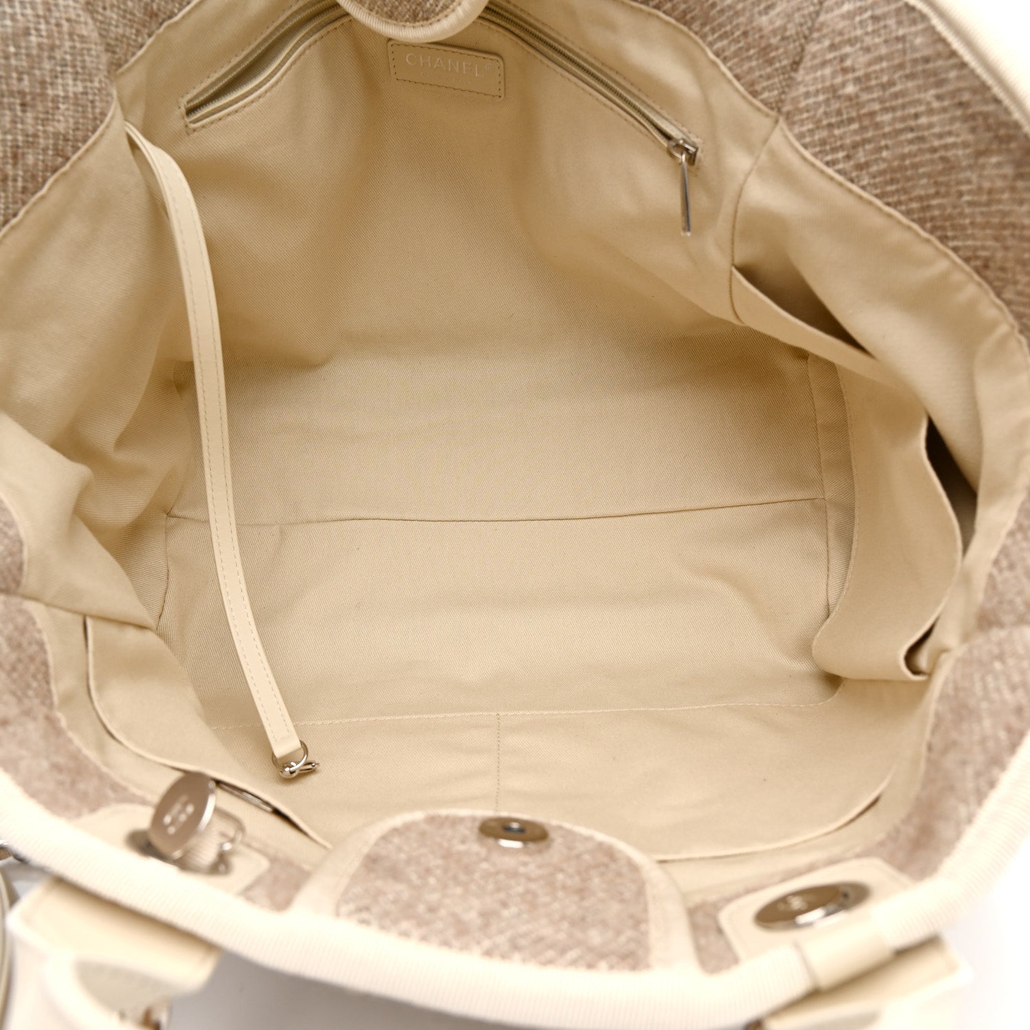 Chanel Mixed Fibers Calfskin Medium Deauville Tote Light Grey 5 of 10