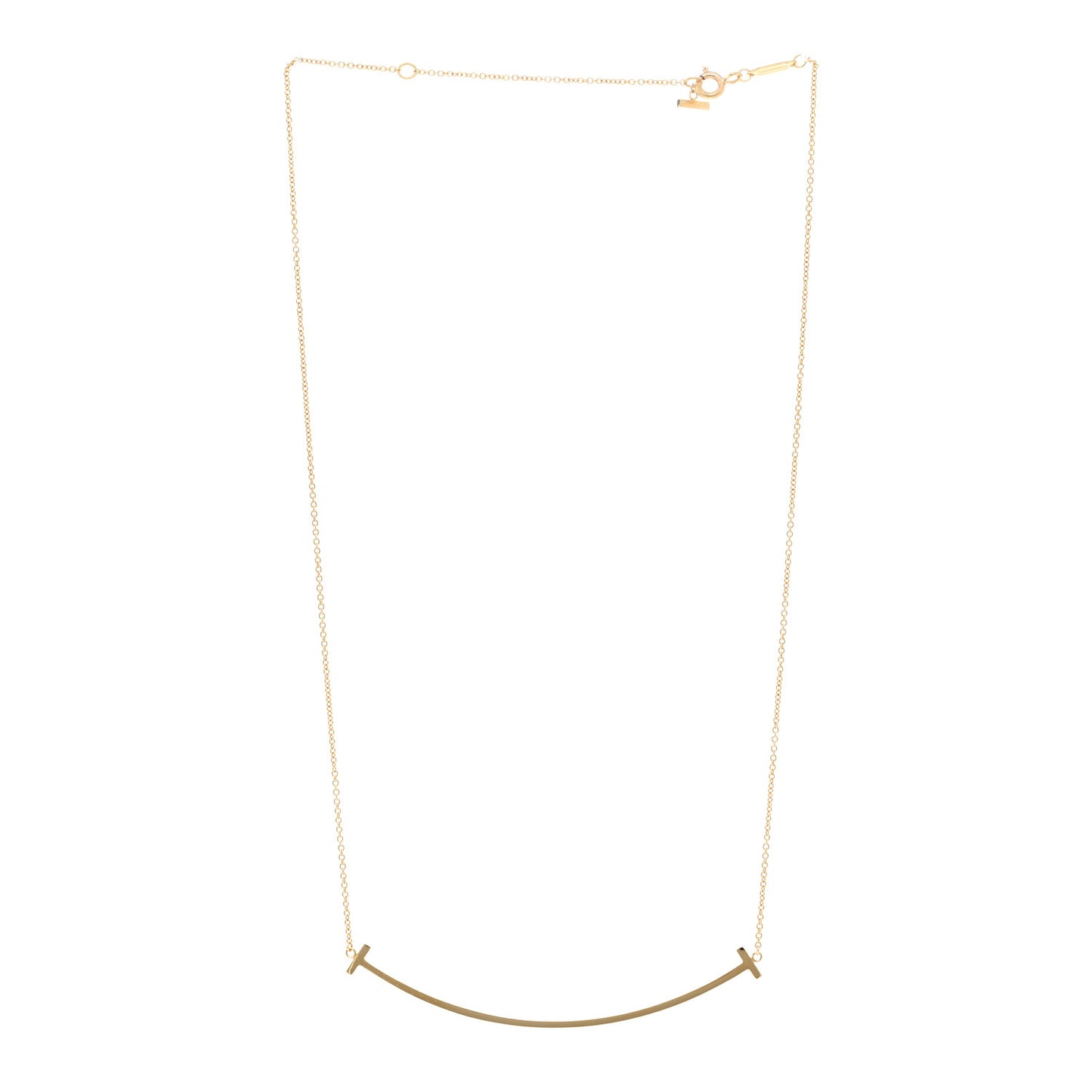 18K Yellow Gold Large T Smile Pendant Necklace