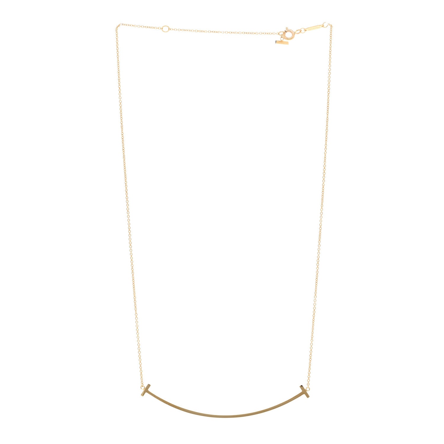 Tiffany 18K Yellow Gold Large T Smile Pendant Necklace 3 of 5