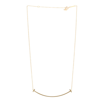 Tiffany 18K Yellow Gold Large T Smile Pendant Necklace 3 of 5