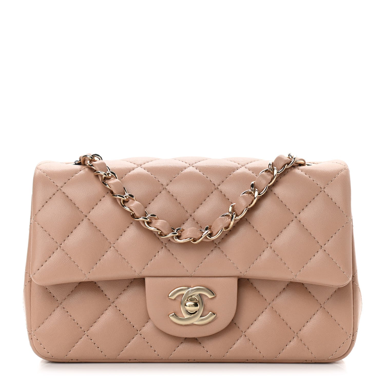 Chanel Lambskin Quilted Mini Rectangular Flap Beige 1 of 11