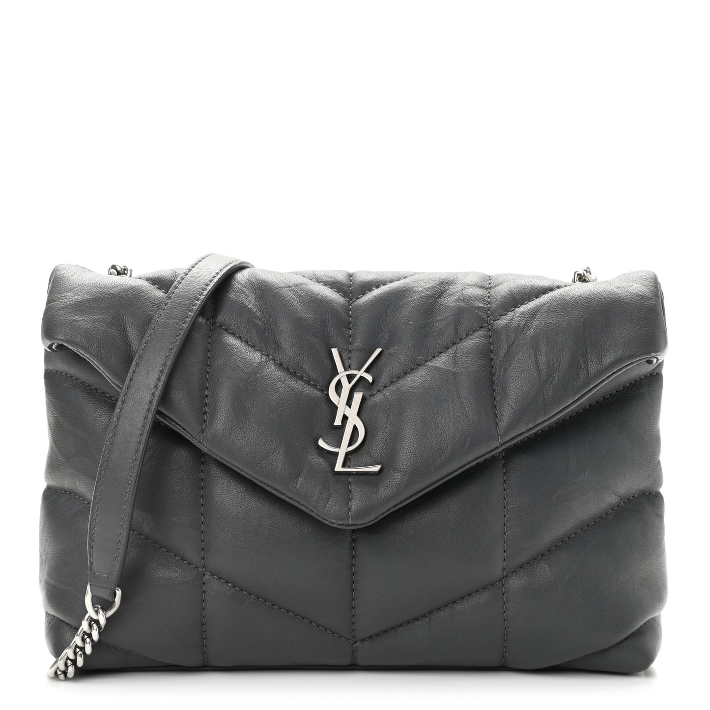 Lambskin Quilted Toy Loulou Puffer Monogram Chain Satchel Storm