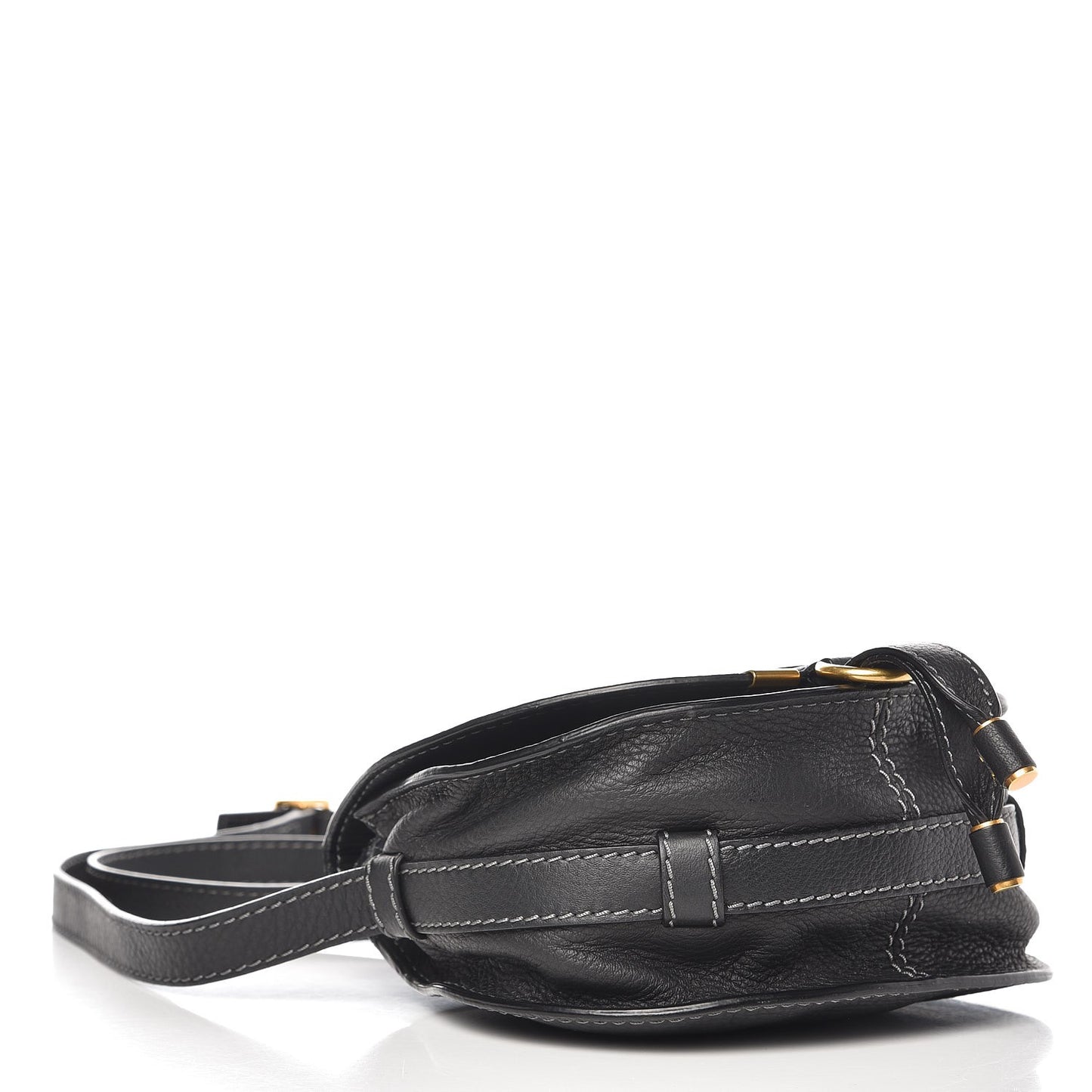 Calfskin Mini Marcie Round Crossbody Bag Black