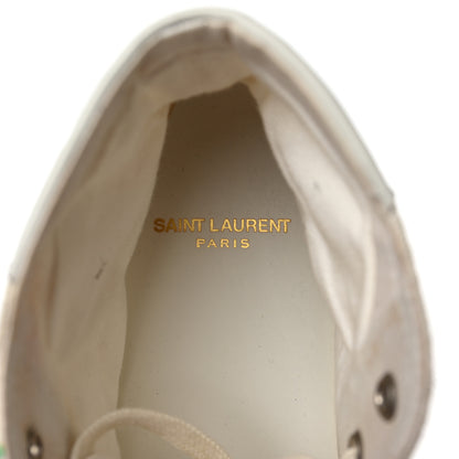 Saint Laurent Canvas Fun-Star Print Bedford Hightop Sneakers 41 Cream 8 of 15