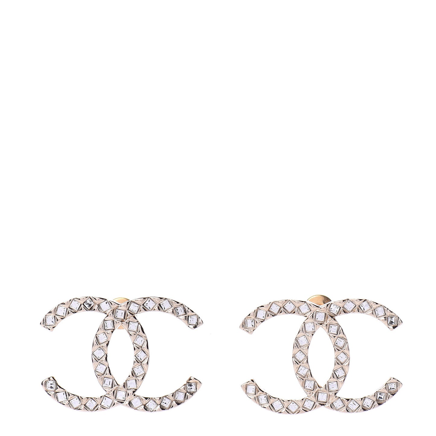Crystal CC Large Stud Earrings Gold