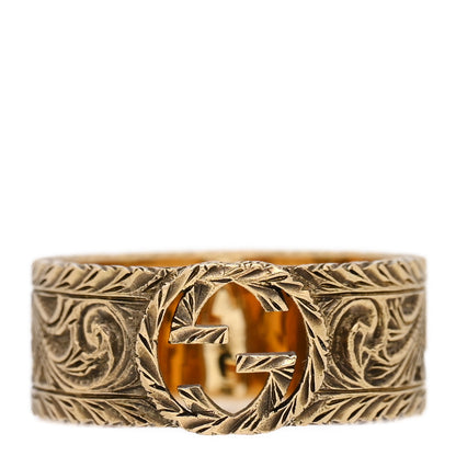 Gucci 18K Yellow Gold Interlocking G Arabesque Ring 55 7.25 1 of 6