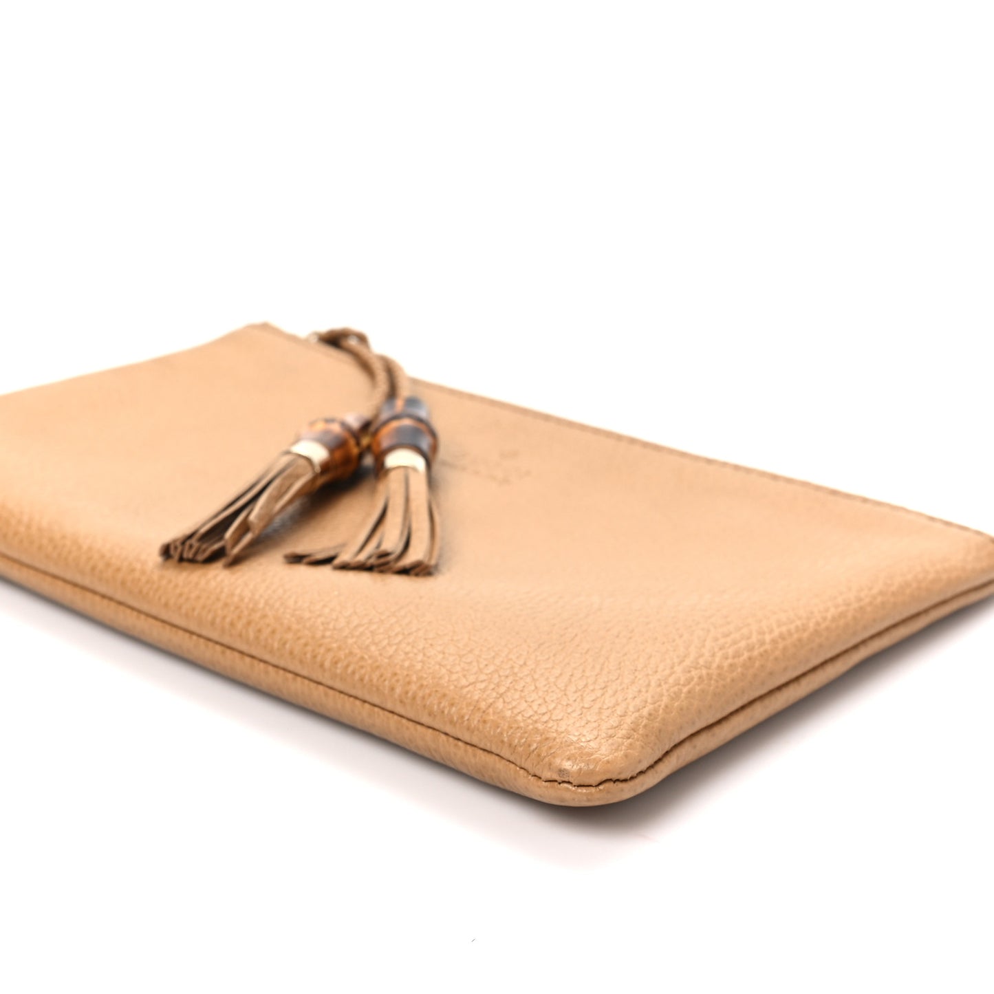 Calfskin Large Bamboo Clutch Brown