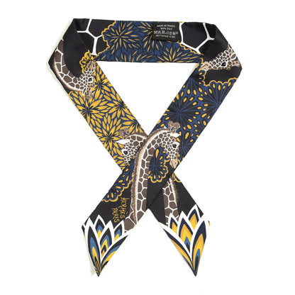 Hermes Silk Three Graces Twilly Black Gold Taupe 1 of 5