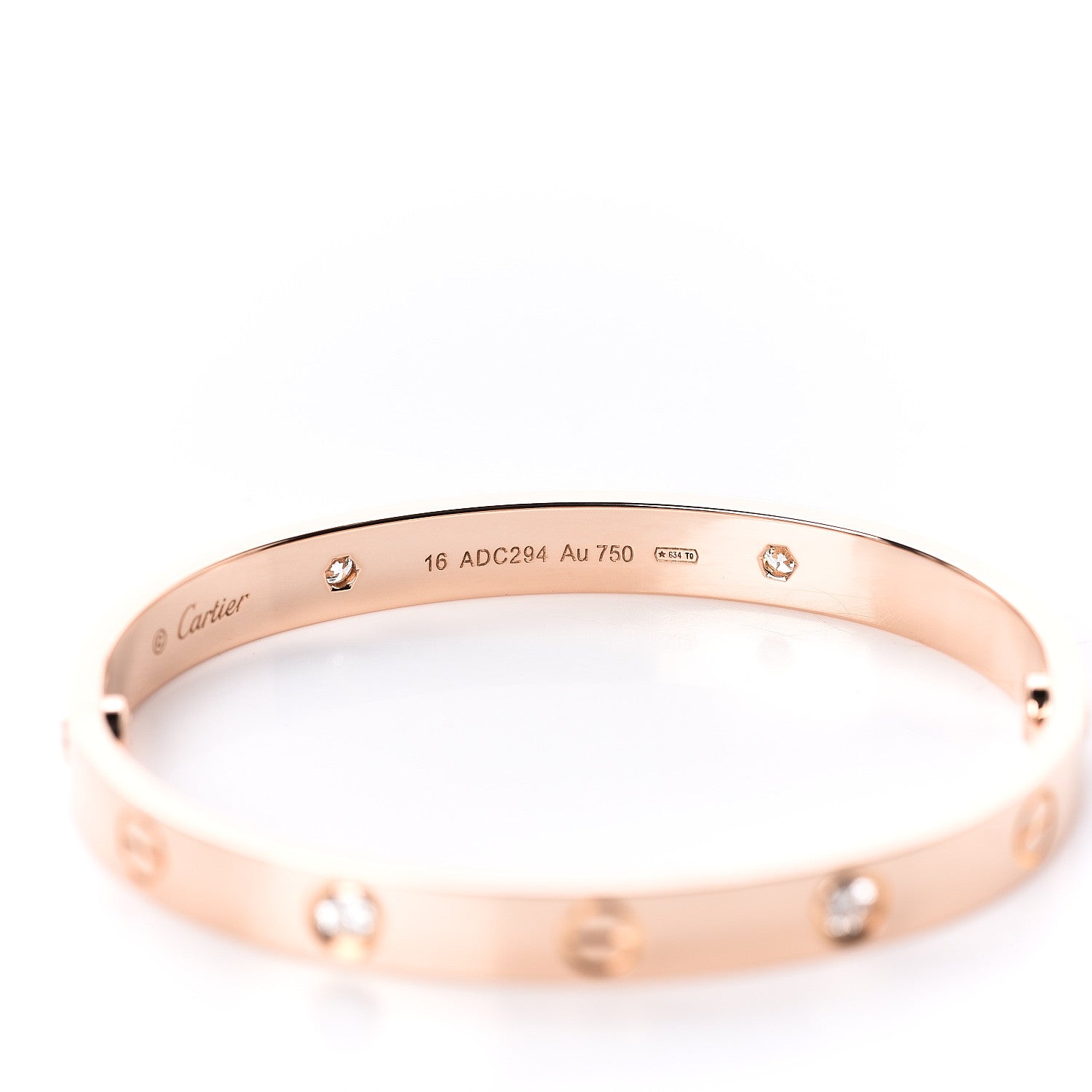 Cartier 18K Pink Gold 4 Diamond LOVE Bracelet 16 5 of 7