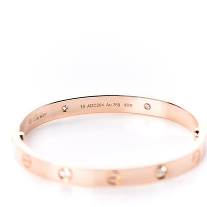 Cartier 18K Pink Gold 4 Diamond LOVE Bracelet 16 5 of 7