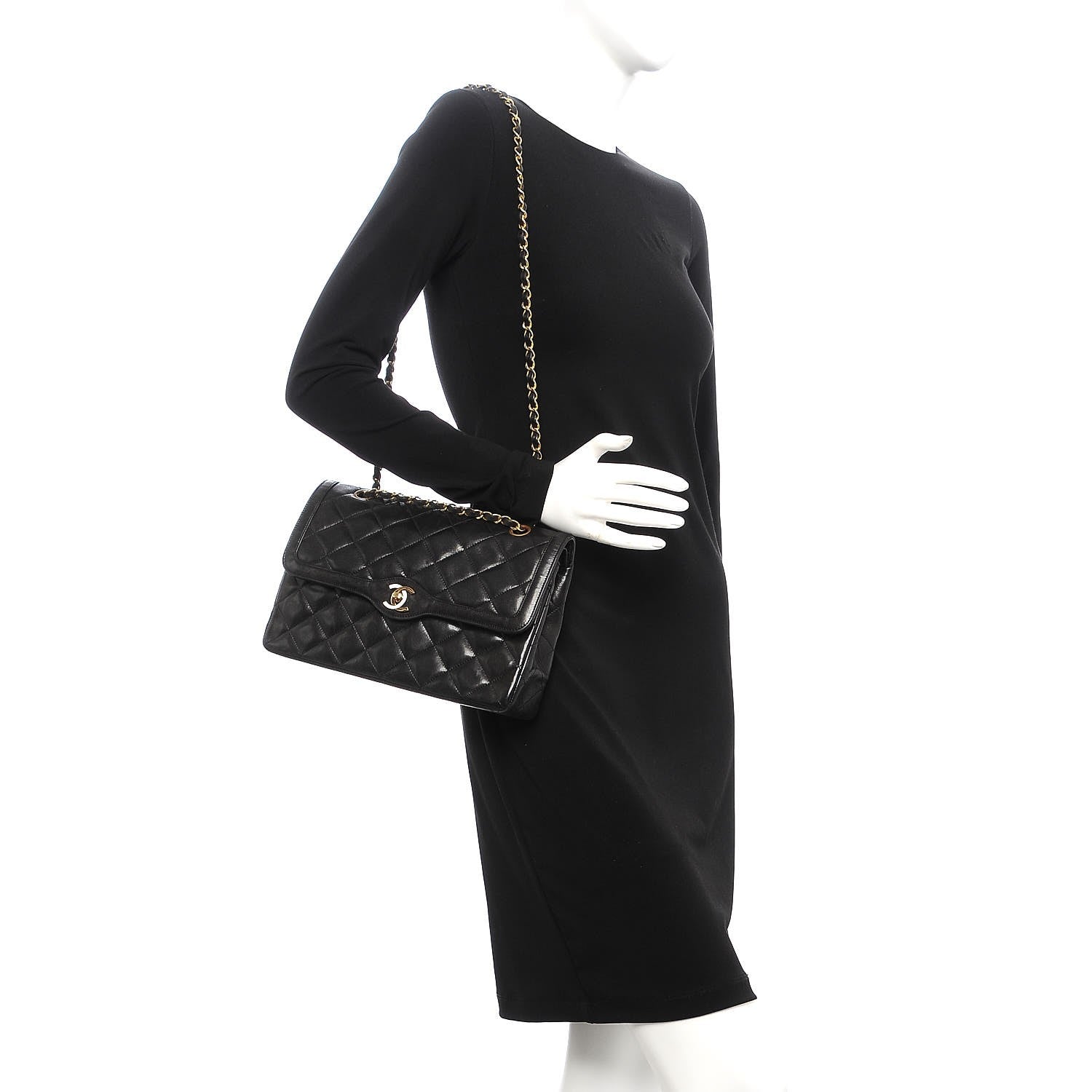 Chanel Lambskin Quilted Medium Double Flap Black 2 of 17