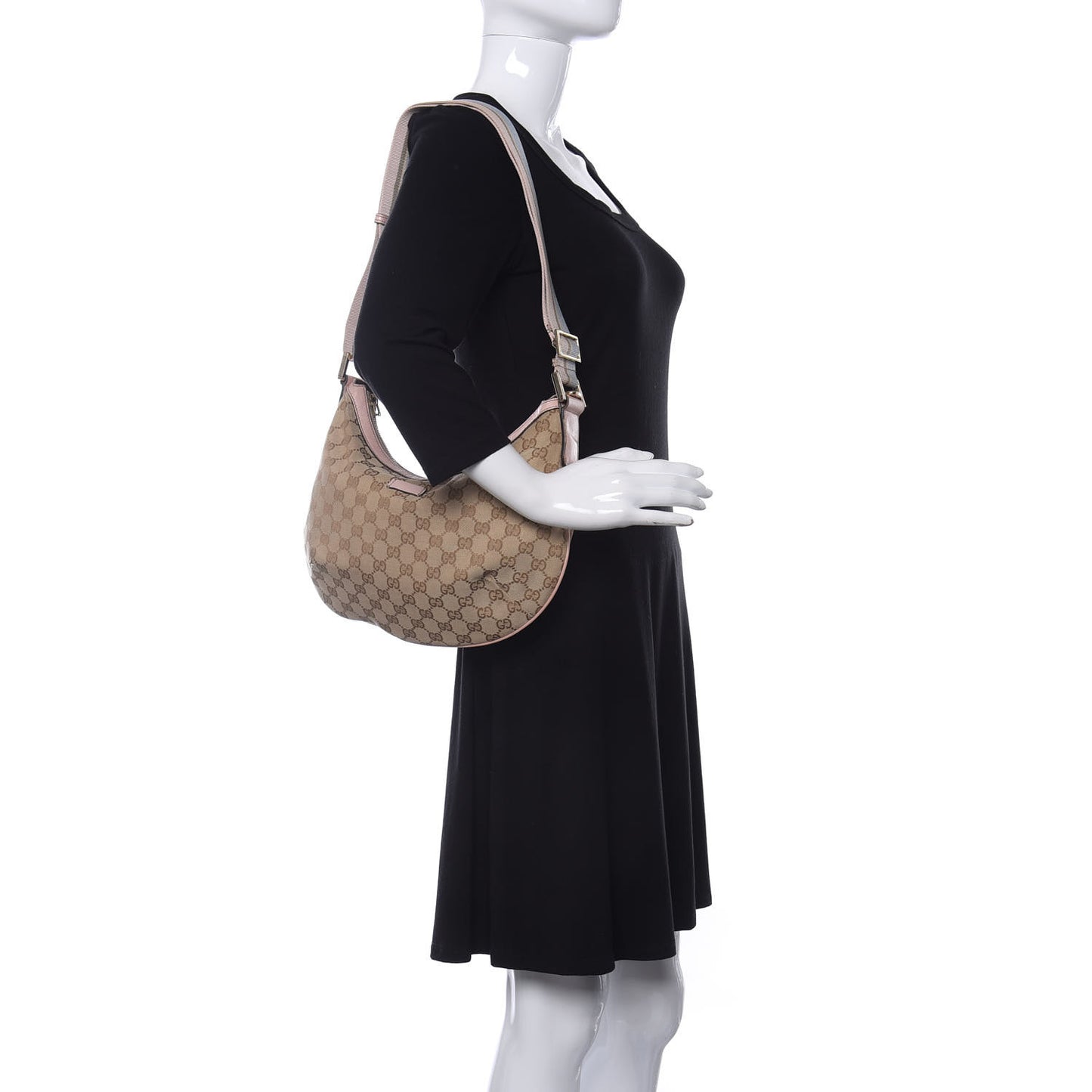 Monogram Web Medium Half Moon Hobo Blue Pink
