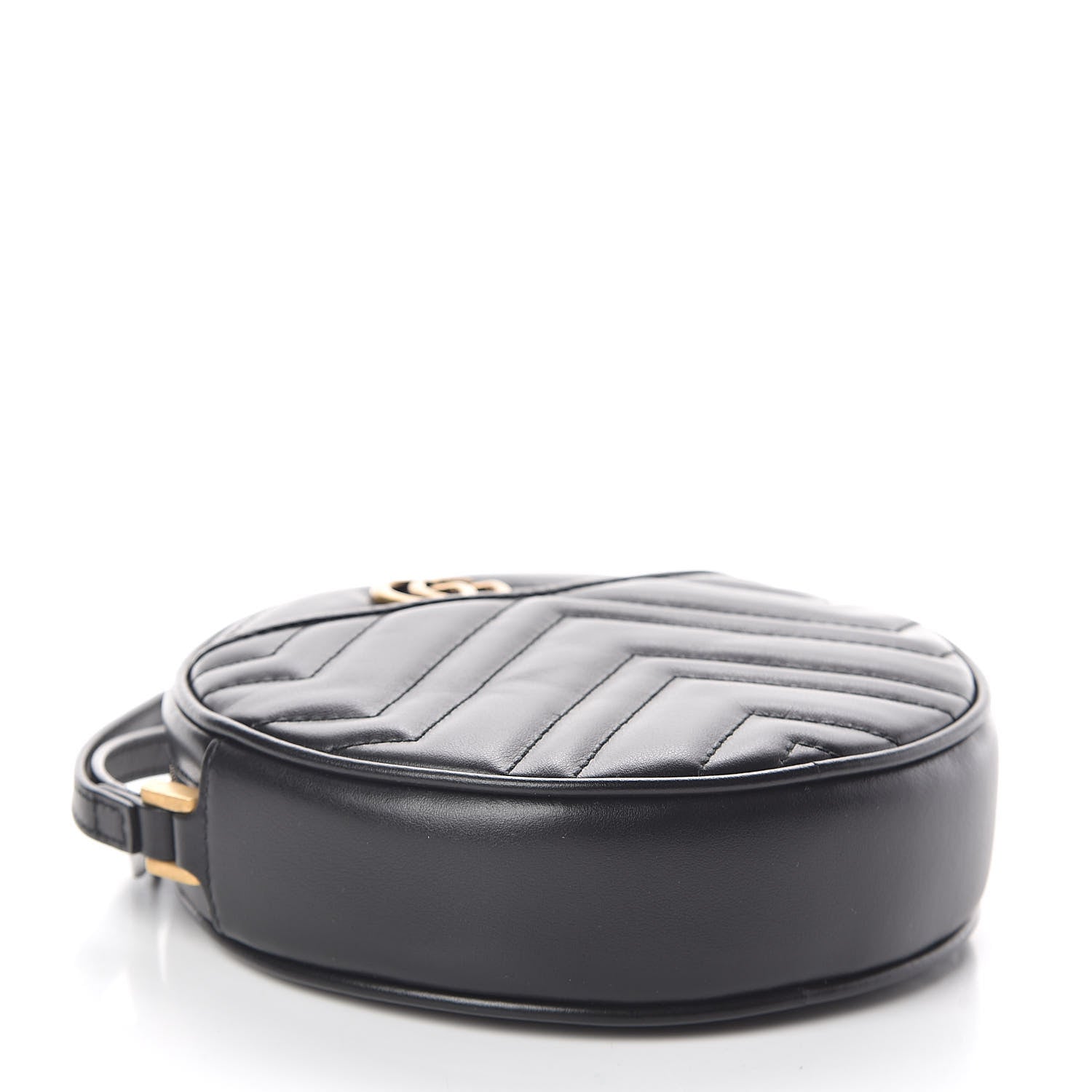 Gucci Calfskin Matelasse GG Marmont Round Wrist Wallet Black 4 of 7