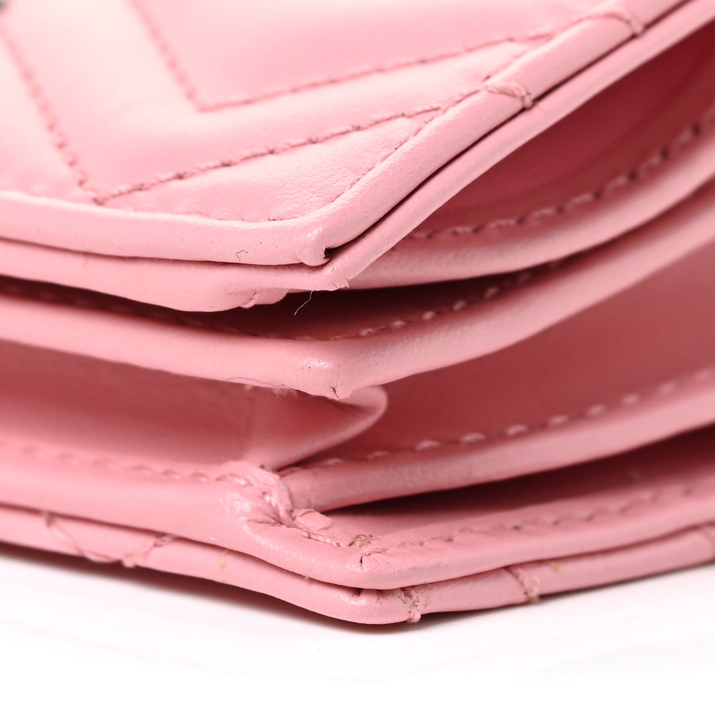 Calfskin Matelasse GG Marmont Mini Wallet On Chain Wild Rose