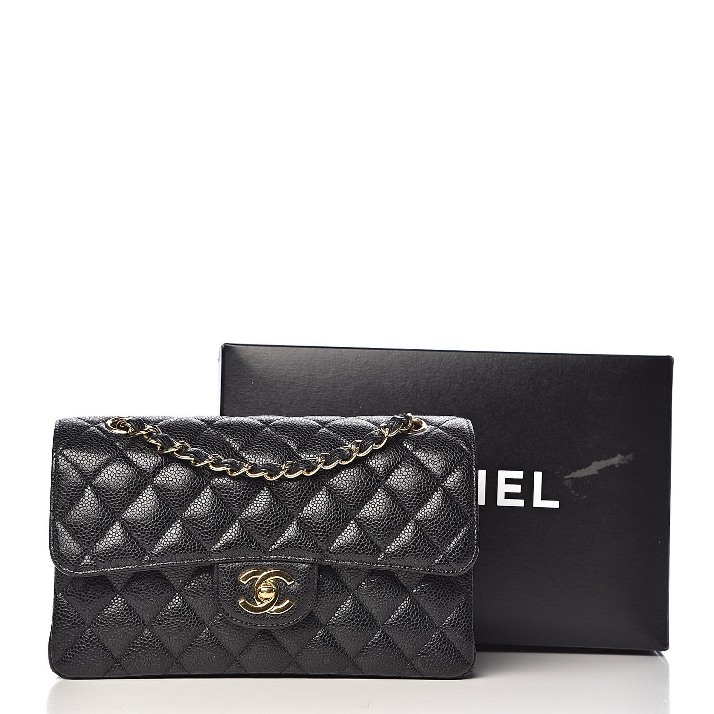 Caviar Quilted Small Double Flap Black