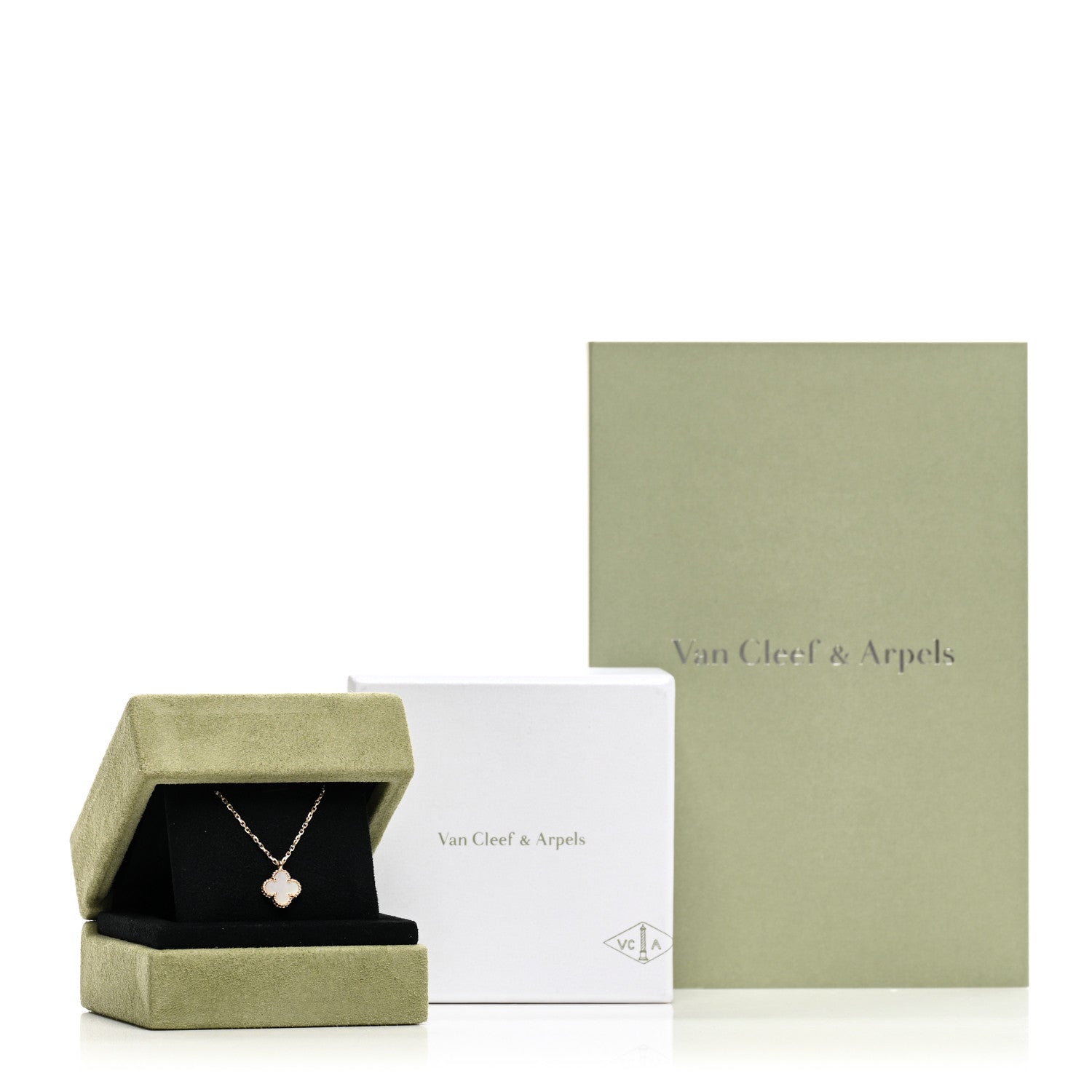 Van Cleef & Arpels 18K Yellow Gold Mother of Pearl Sweet Alhambra Pendant Necklace 5 of 5