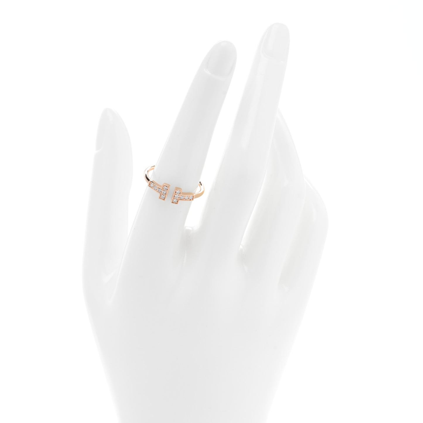 18K Rose Gold Diamond T Wire Ring 56 7.5