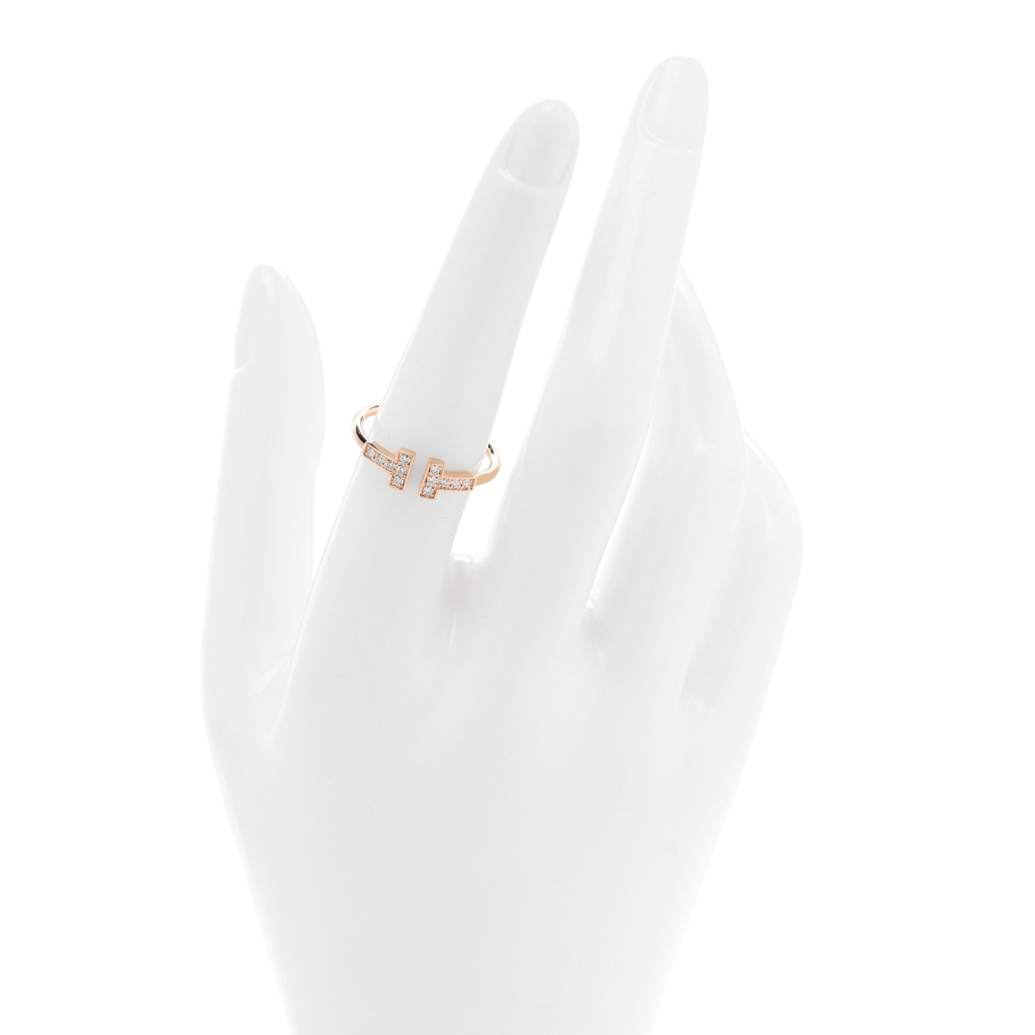 Tiffany 18K Rose Gold Diamond T Wire Ring 56 7.5 2 of 5