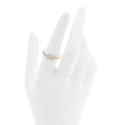 Tiffany 18K Rose Gold Diamond T Wire Ring 56 7.5 2 of 5