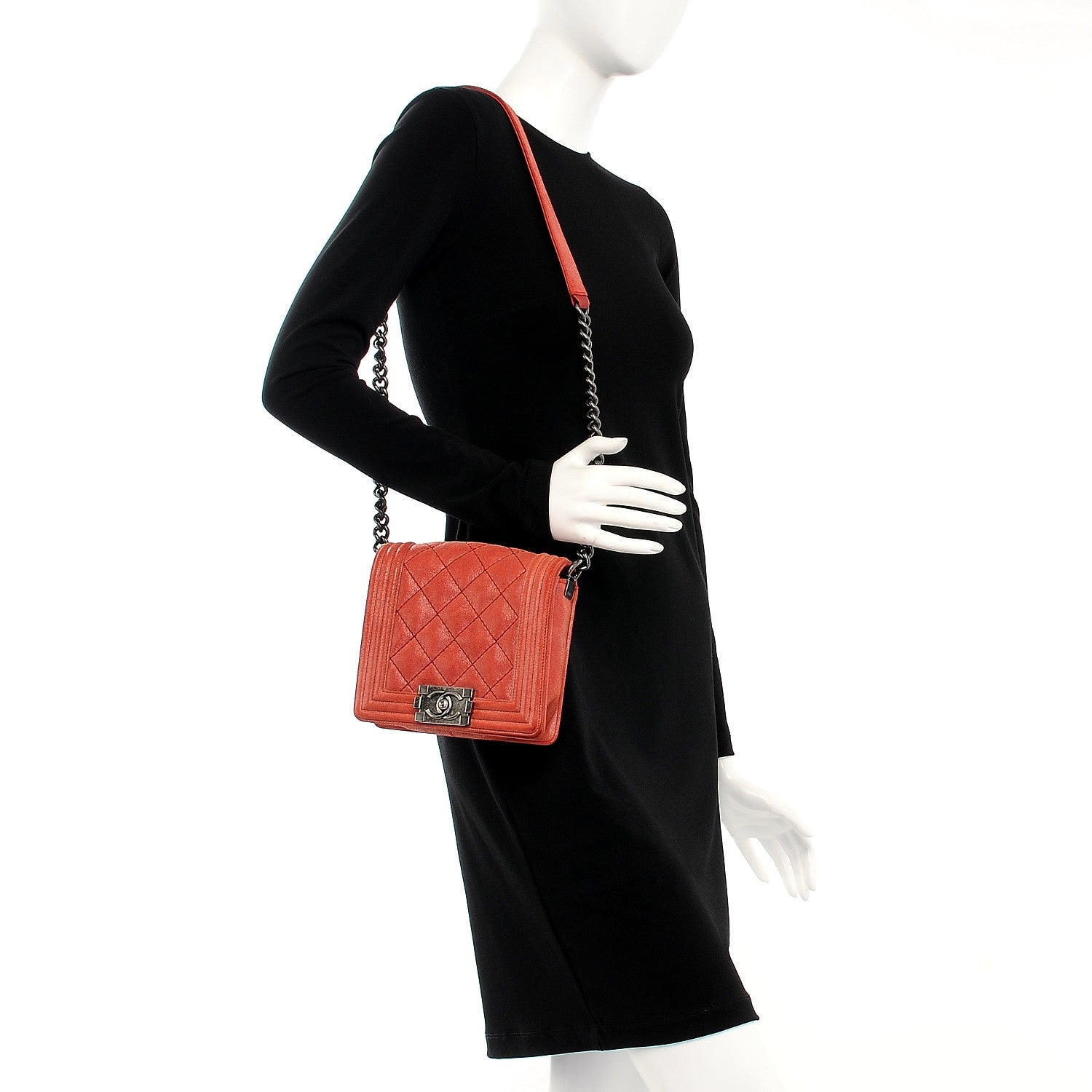 Chanel Iridescent Calfskin Quilted Small Gentle Square Boy Flap Red 2 of 7