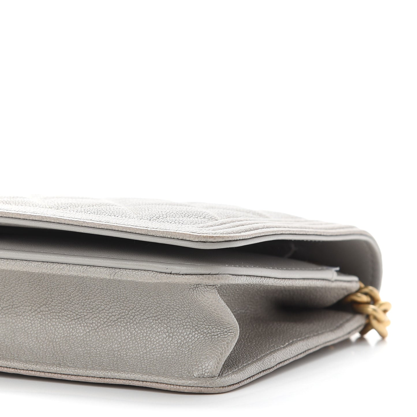 Caviar Quilted Boy Wallet On Chain WOC Grey