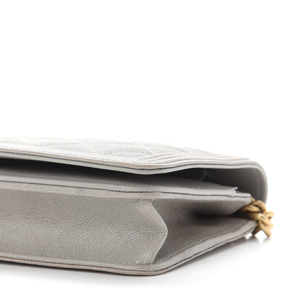 Chanel Caviar Quilted Boy Wallet On Chain WOC Grey 9 of 10