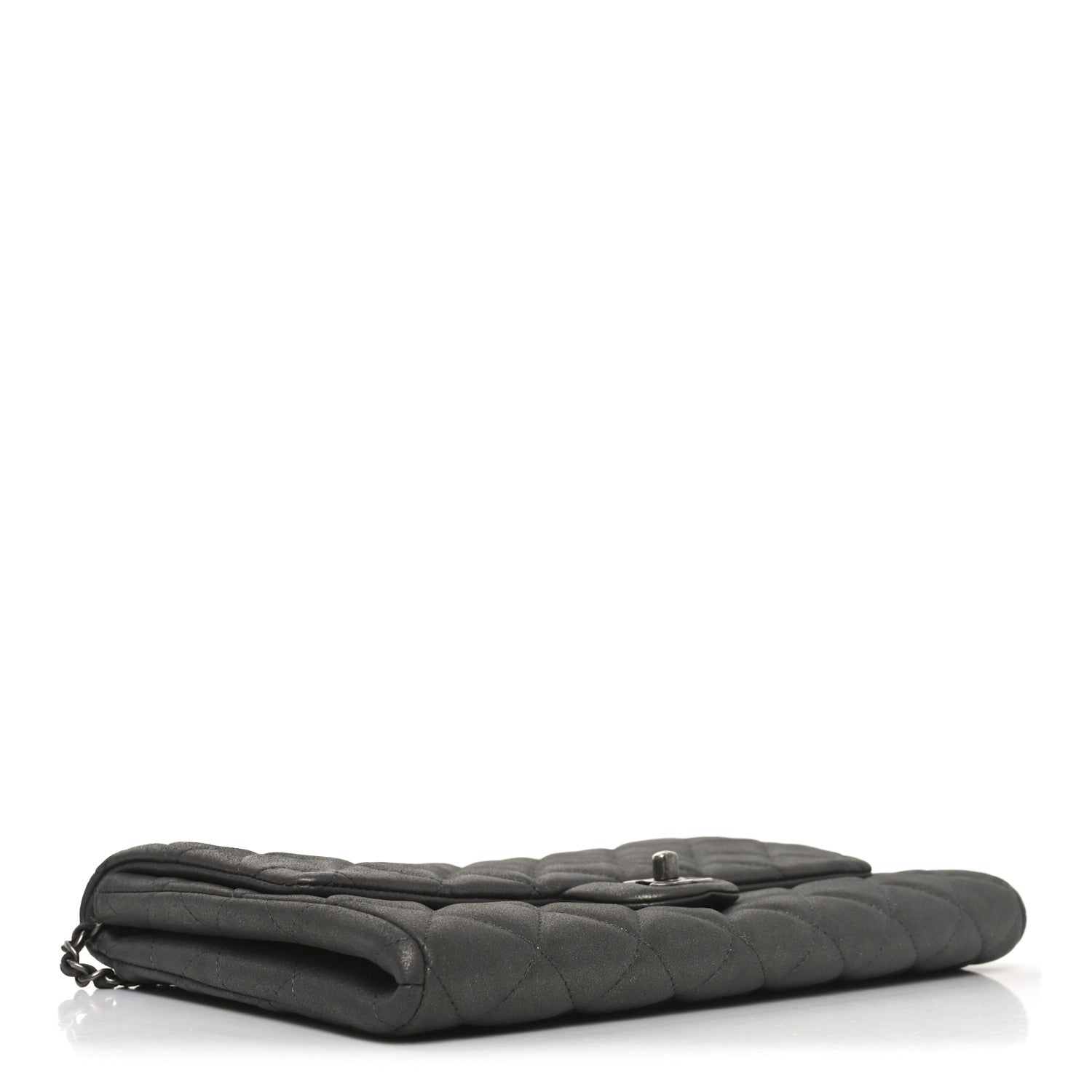 Chanel Metallic Lambskin Quilted Clutch With Chain Flap Dark Grey 4 of 10